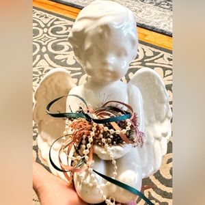 Ceramic Angel with Flower & Ribbons